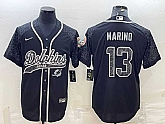 Men's Miami Dolphins #13 Dan Marino Black Reflective With Patch Cool Base Stitched Baseball Jersey,baseball caps,new era cap wholesale,wholesale hats